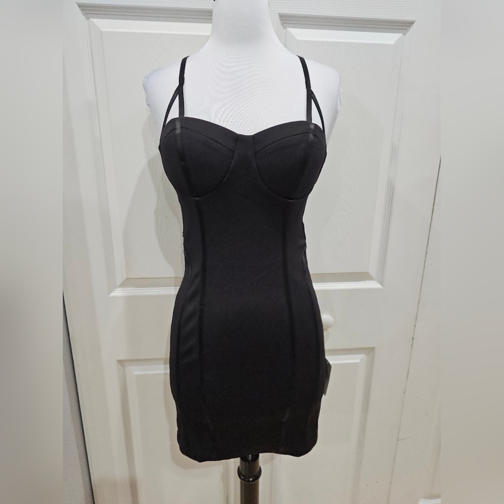 Forever 21 Sexy Strappy Bodycon Bandage Little Black Mini Party Club Dress S NWT
